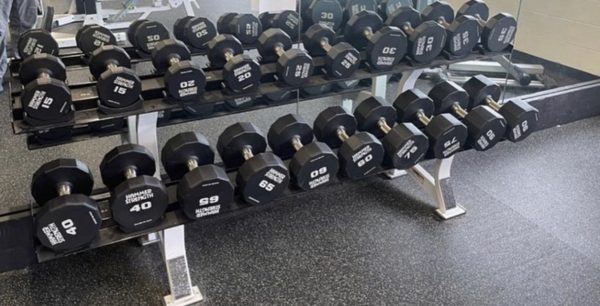 Hammer Strength 12-Sided Urethane Dumbbells With 3 Hammer Racks - Image 2